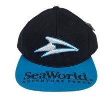 NWT Sea World Youth Adjustable Hat Cap Embroidered Black Blue Kids