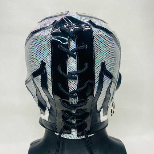Costume Sombra Lotta Lucha Libre Maschera Luchador Mascara Argento Nero - Foto 8 di 8