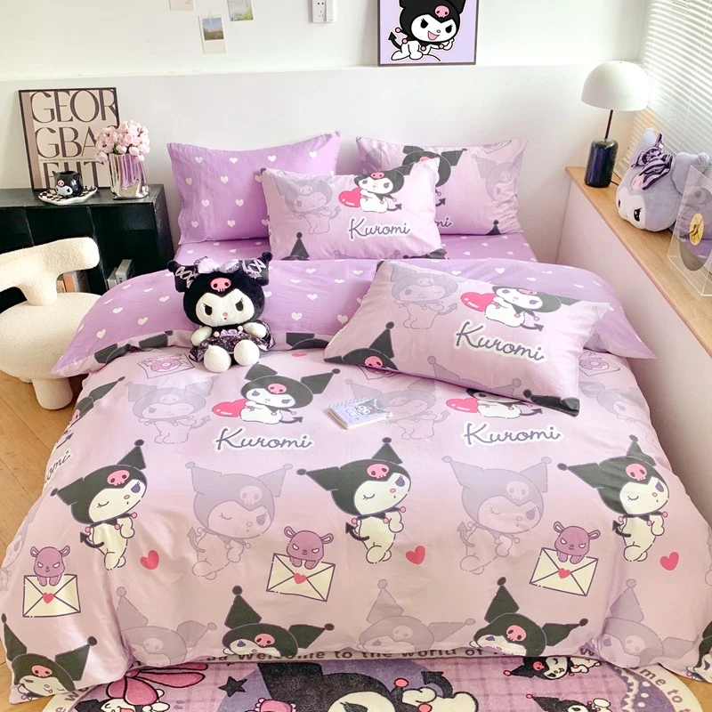 Funda de edredón 100 % algodón Kuromi Dreamland púrpura ropa de cama funda de almohada REINA Foto 4 de 4