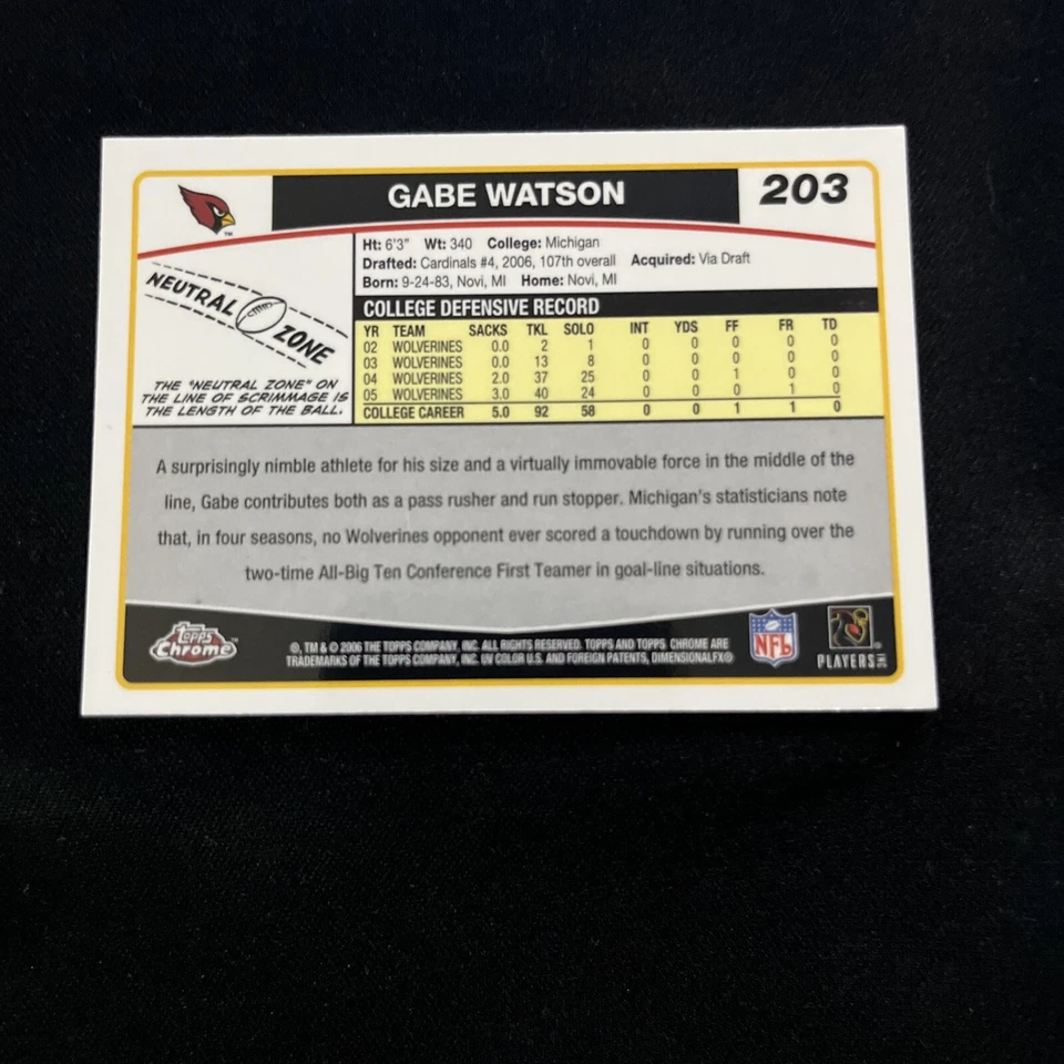 2006 Topps Chrome - Refractor #203 Gabe Watson (RC) - Image 3 of 4