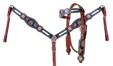 Leather Western Tack Set With Headstall ,Breast Collar and Reins.