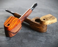 Exotic Wood Pipe with Swivel Lid- American Handcrafted Old School Smoking Pipe