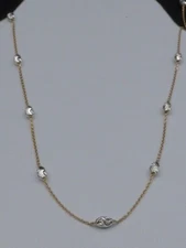 16" DAINTY NECKLACE ROSE/SILVER SWIRLY OVAL BEADS STERLING SILVER ITALY 925