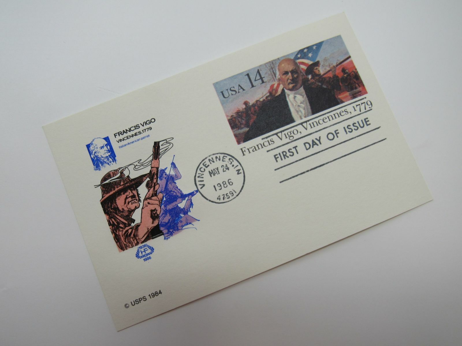 USPS Scott UX111 14c Francesco Vigo Postal Card First Day of Issue