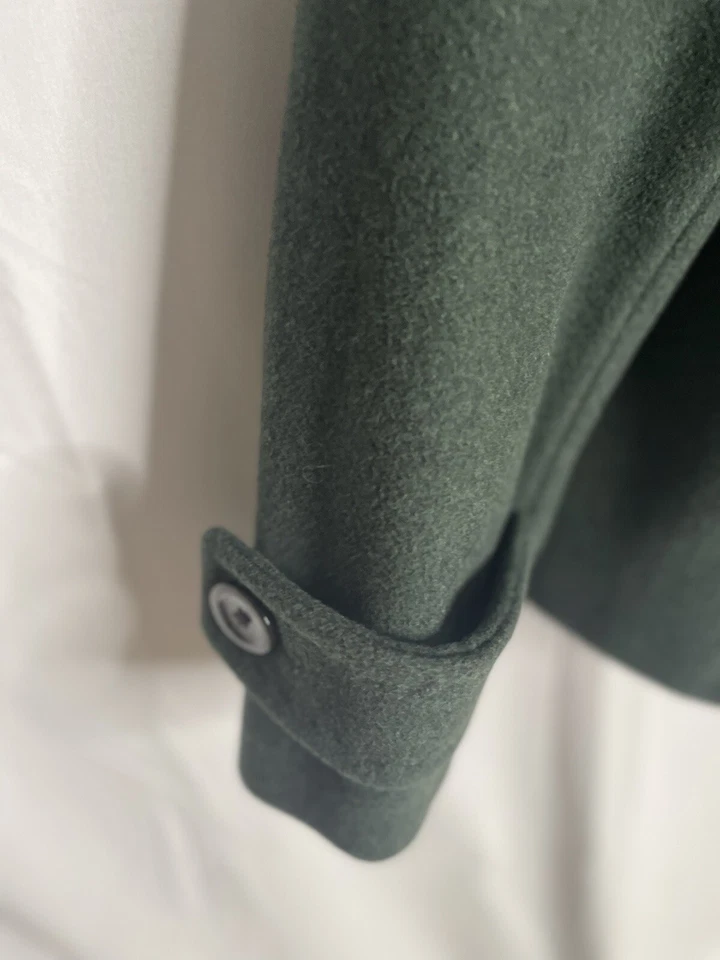 Lands End Womens Size 12 Petite Wool Nylon Recycled Cashmere Pea Coat Green B - Image 2 of 4