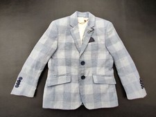 Elie Balleh Boy's Medium 4-5 Light Blue Check Long Sleeve Blazer