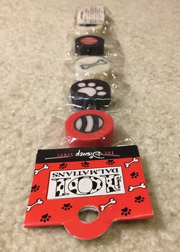 Disney Store 101 Dalmatians Set of 6 Erasers Rare Collectible New Sealed Paw - Imagen 9 de 12