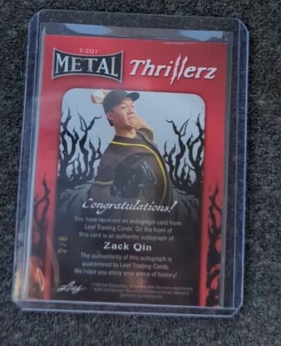 2023 Leaf Metal Thrillerz Autographs Crystal Orange #TZQ1 Zack Qin Auto /8 - Picture 2 of 2