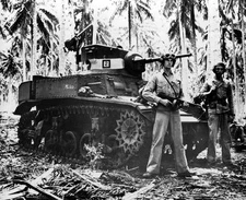 WW2 Photo, US Marine Tank Crew  Guadalcanal  M3 Stuart WWII 