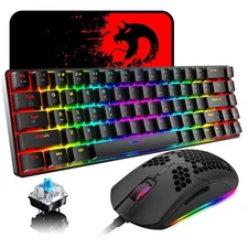 65% Wired Gaming Mechanical Keyboard and Mouse Combo, Mini 68 Keys, RGB Backl...
