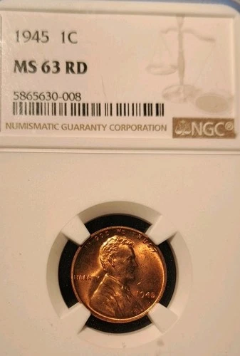 1945 Lincoln Cent NGC MS 63 RED