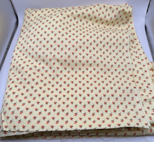 Vintage MCM Yellow Background With small Pink Cotton Calico Fabric 116”x46” - Picture 2 of 2