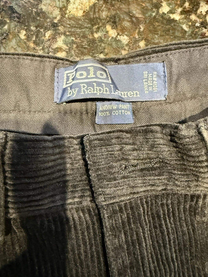 Vintage Polo Ralph Lauren Andrew Corduroy Pants Mens Size 35x32 NWT Black - Image 3 of 4