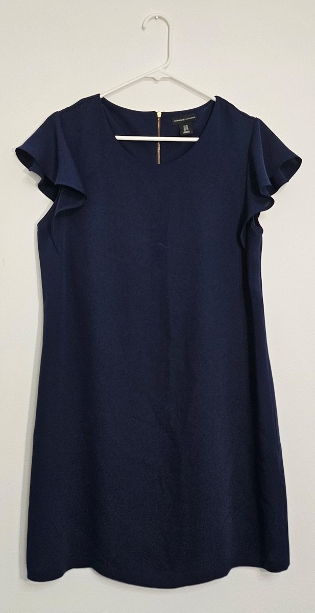 adrienne vittadini blue dress Royal Cap Sleeve Shift Size 10 Minimalist Business Blue satin dress