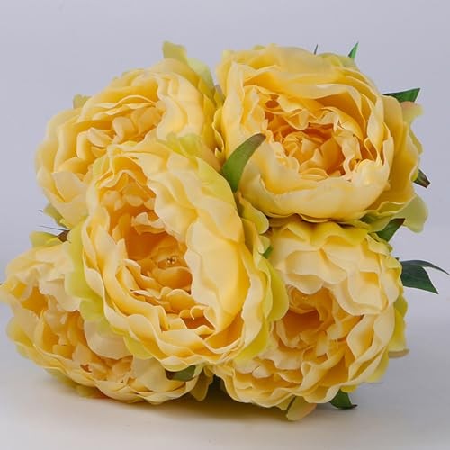 Artificial Peony Silk Flowers Bouquet Home Wedding Decoration () Light Yellow