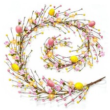 6 Ft Easter Garland with Lights Timer Easter 6 Ft Lighted Easter Eggs Garland