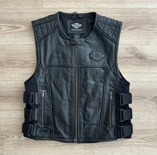 Harley Davidson Vest Swat II Mens Size Large Motorcycle Real Leather Cow Hide