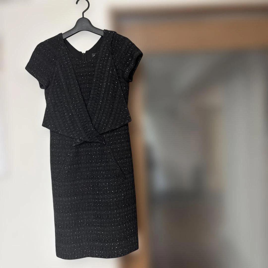 Chanel — Authentic Chanel Short Sleeve Dress Size:M Black good condition SK1724