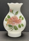 Vtg Hurricane Parlor Lamp Shade Globe Milk Glass Hand Painted floral 7.25" tall
