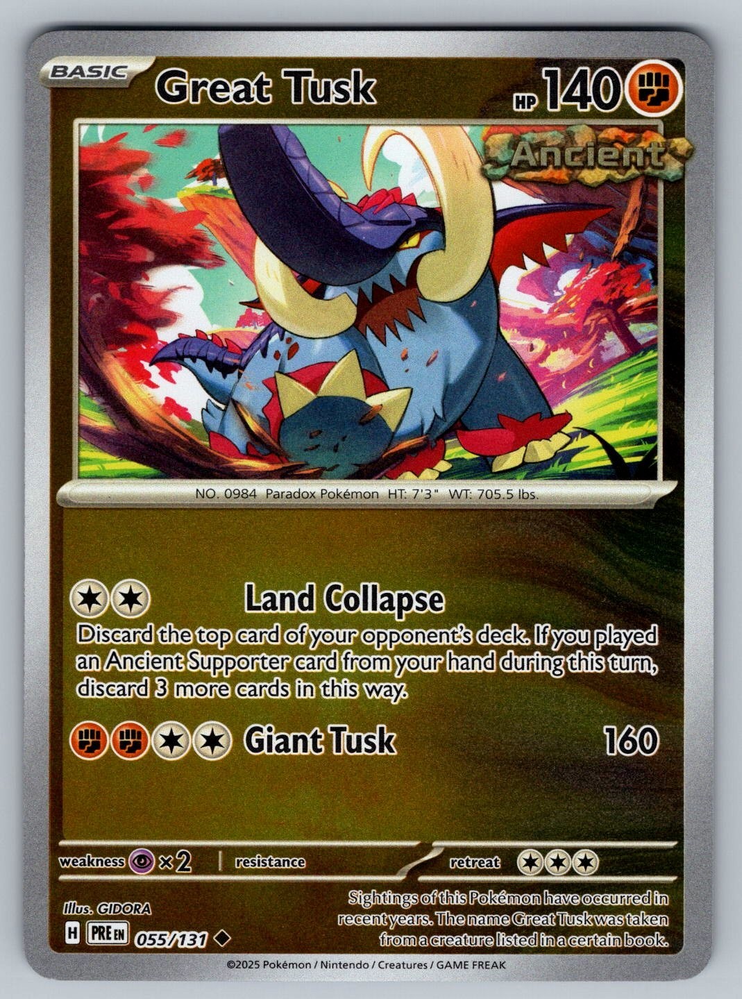 Great Tusk - 055/131 - Reverse Holo - Pokemon TCG - Prismatic Evolutions - NM