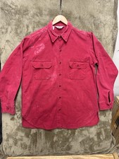 VINTAGE Woolrich Shirt Mens XL Red Canvas Button Outdoor USA Made 80s Flaw