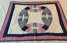 Patchwork Quilt Wall Hanging, Wedding Ring, Cotton, Hand Quilted, Multi Color