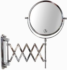 Wall Mount Extendable Mirror, 8 Inch Double Side with 7X Magnification, Chrome
