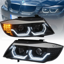 3D LED Angel Eyes Scheinwerfer Set schwarz f�r BMW E90/E91 03/2005-08/2008