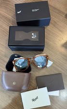 NEW Persol Steve Mcqueen PO0714SM 96/56 (Light Havana / Blue) Folding Sunglasses