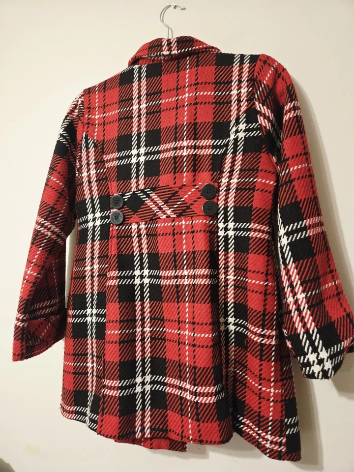 Abrigo festivo de hada preppy vintage de niña de Navidad con puntada a cuadros para casa de muñecas XL 14 16 Foto 2 de 4