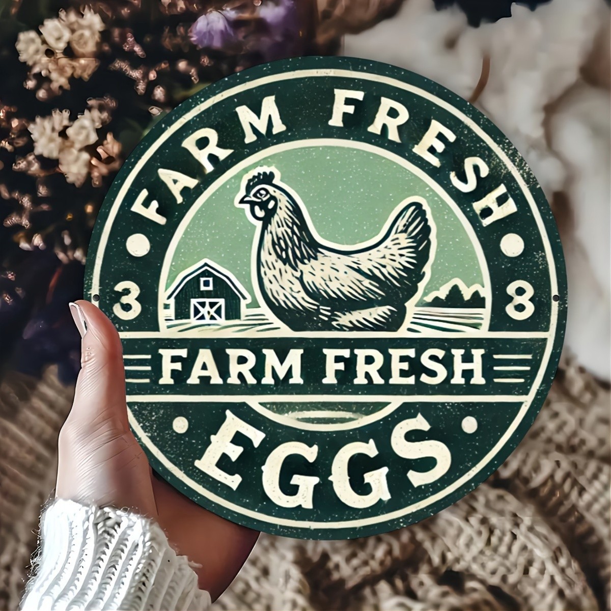 Vintage Farmhouse Chicken Coop Rooster Design Aluminum Sign