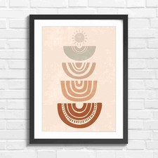 Boho Style Sunset Sunburst Rainbow Original Framed Wall Art Print Large Picture
