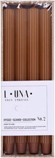 Set Di 4 Candele Lunghe a Coste, Color Caramello, 30 X 2,25 Cm, Senza Profumo, C