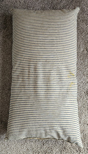 Vtg Blue & White Striped Ticking Feather Pillow Down Farmhouse Homestead