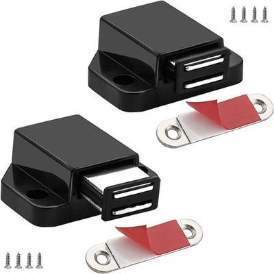 Small  Push to Open Cabinet Hardware  2 Pack, Black