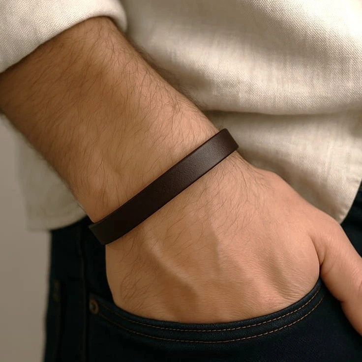 Pulseira de couro personalizada para homens, gravada personalizada, joias masculinas, para ele - Imagem 2 de 4