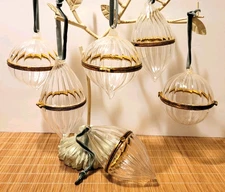 New 6 2025 Glass Fluted Fillable Ornament Hearth & Hand Magnolia Fill W/Gifts