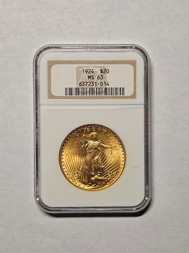 1924 St Gaudens $20 Double Eagle Gold Coin - NGC MS63
