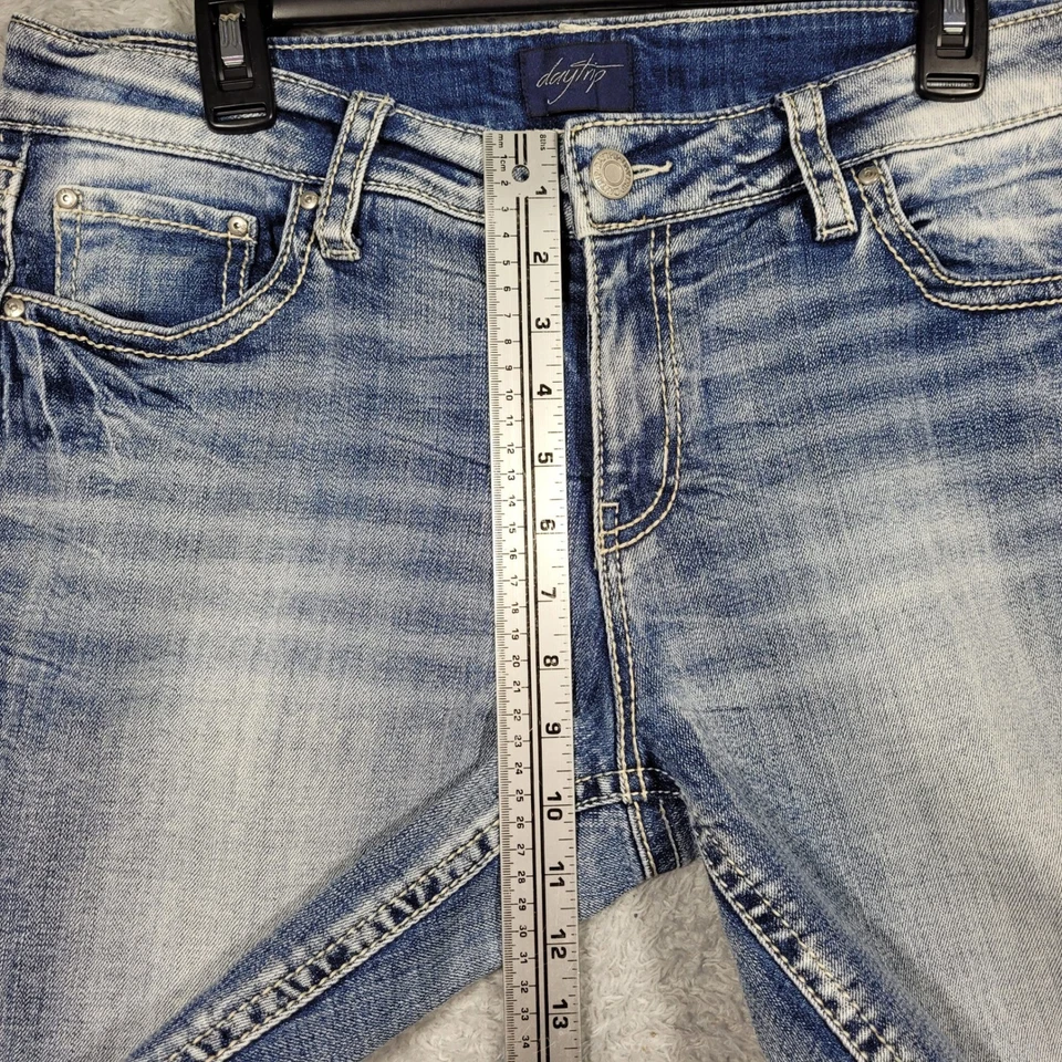 Jeans capri Daytrip VIRGO para mujer 32 azul desgastado denim elástico 34x22 Foto 4 de 4