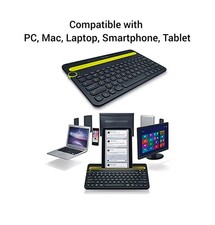 Logitech K480 Black Bluetooth Multi-Device Keyboard for PC Mac Tablet Smartphone