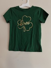 Celebrate St Patrick's Day Kids Girls Gold Shamrock Love Cotton T-Shirt Green S