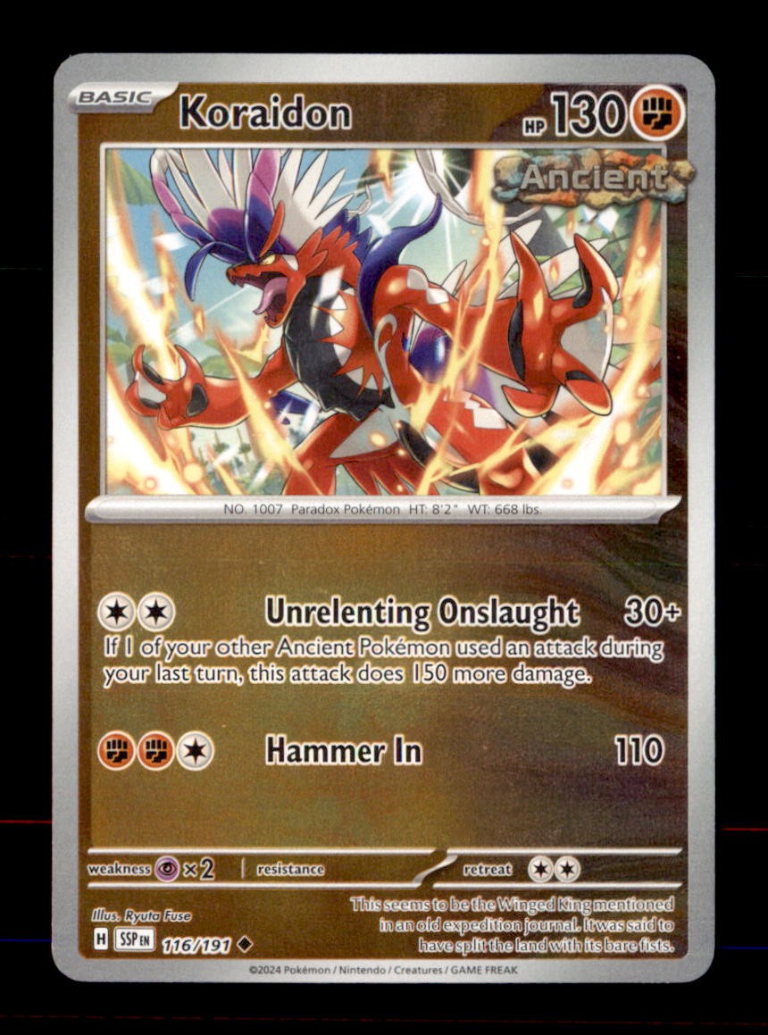 Koraidon 116/191 Uncommon Surging Sparks Pokemon Reverse Holo Near Mint