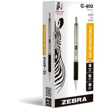 Zebra G-402 Retractable Pen, Black Ink, 0.5mm, 12-Pack