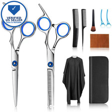 Hair Cutting Scissors Kits, 10 Pcs Stainless Steel Hairdressing Shears Set Prof
