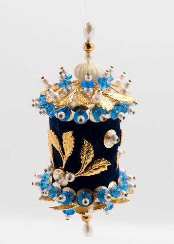 4 Vintage Laterne Säule Stecknadel ausgefallen Weihnachtsschmuck Pailletten Perlen Quasten - Bild 5 von 23