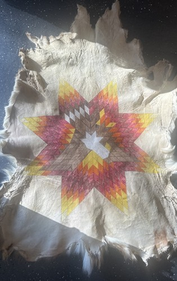 #ad Vintage Native American Made Indian Deer Hyde With Design Beautiful $95.00