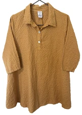 MATCH POINT USA Linen Blend Mustard Fall Tunic Women S Oversized 90s