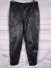 Vintage Bernard Women's Black Leather Pants Size 10