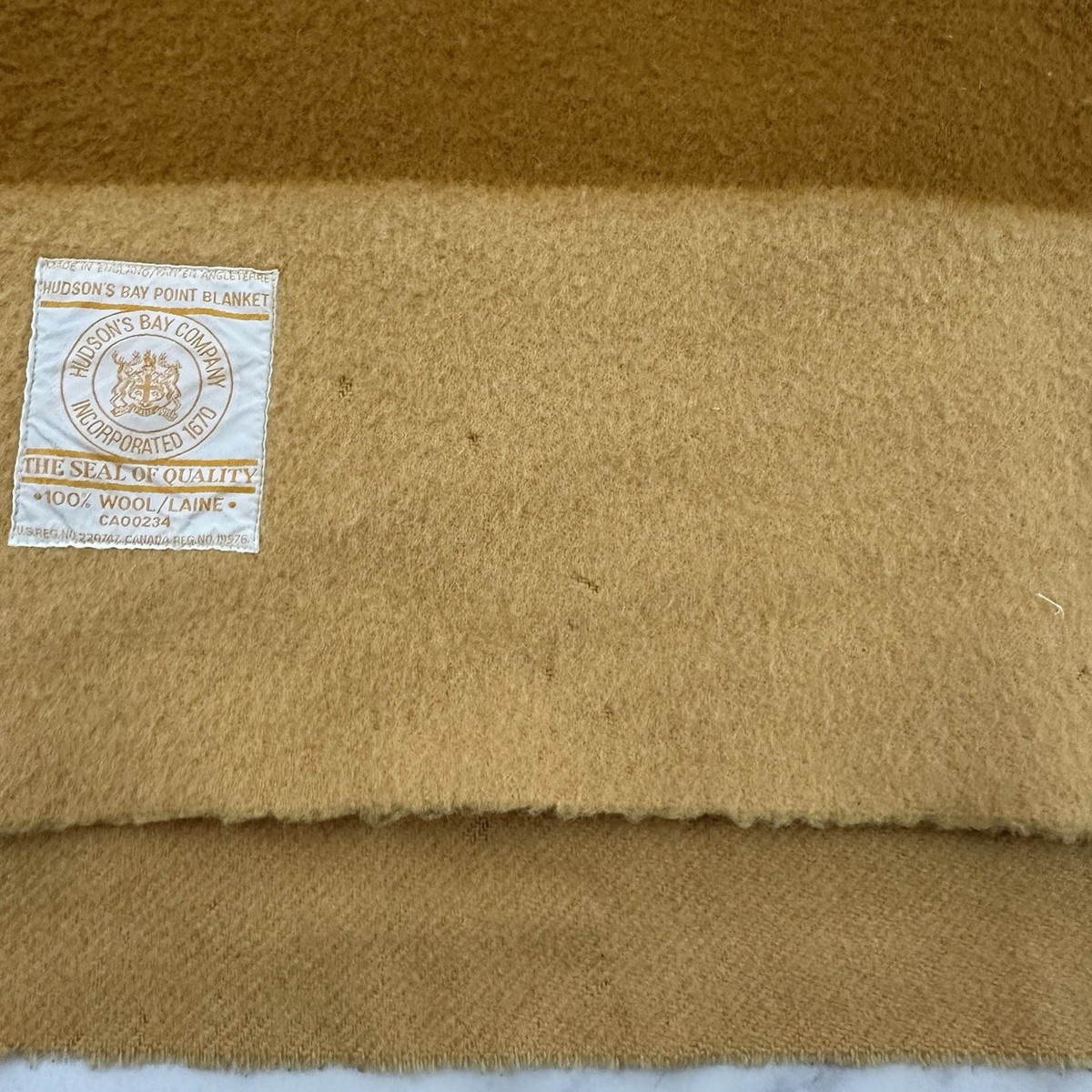 Hudsons Bay Co 4 Point Blanket Vintage 50s Gold Yellow Stripe Wool