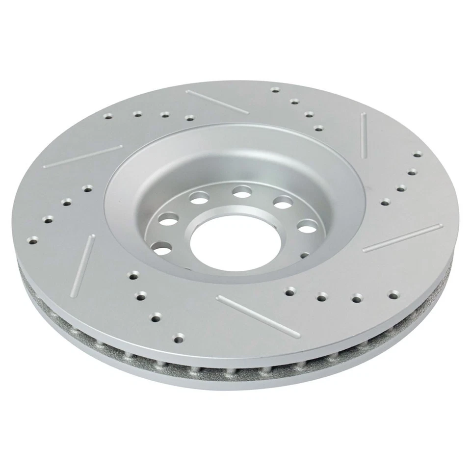 Par de rotor de freno delantero ranurado perforado Performance recubierto en G para Audi Foto 2 de 4